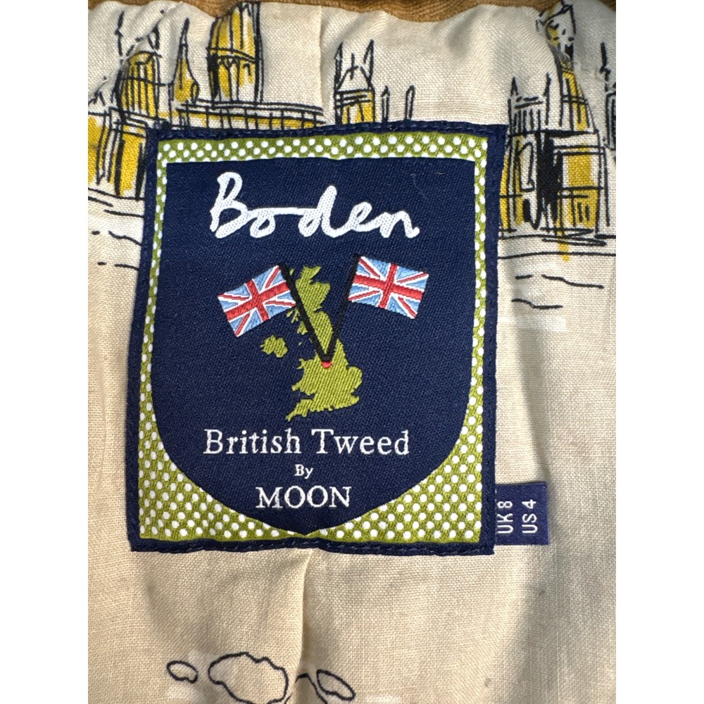 Boden British Tweed by Moon Wool Plaid Jacket Green Brown US 4 WE351 - Picture 6 of 8
